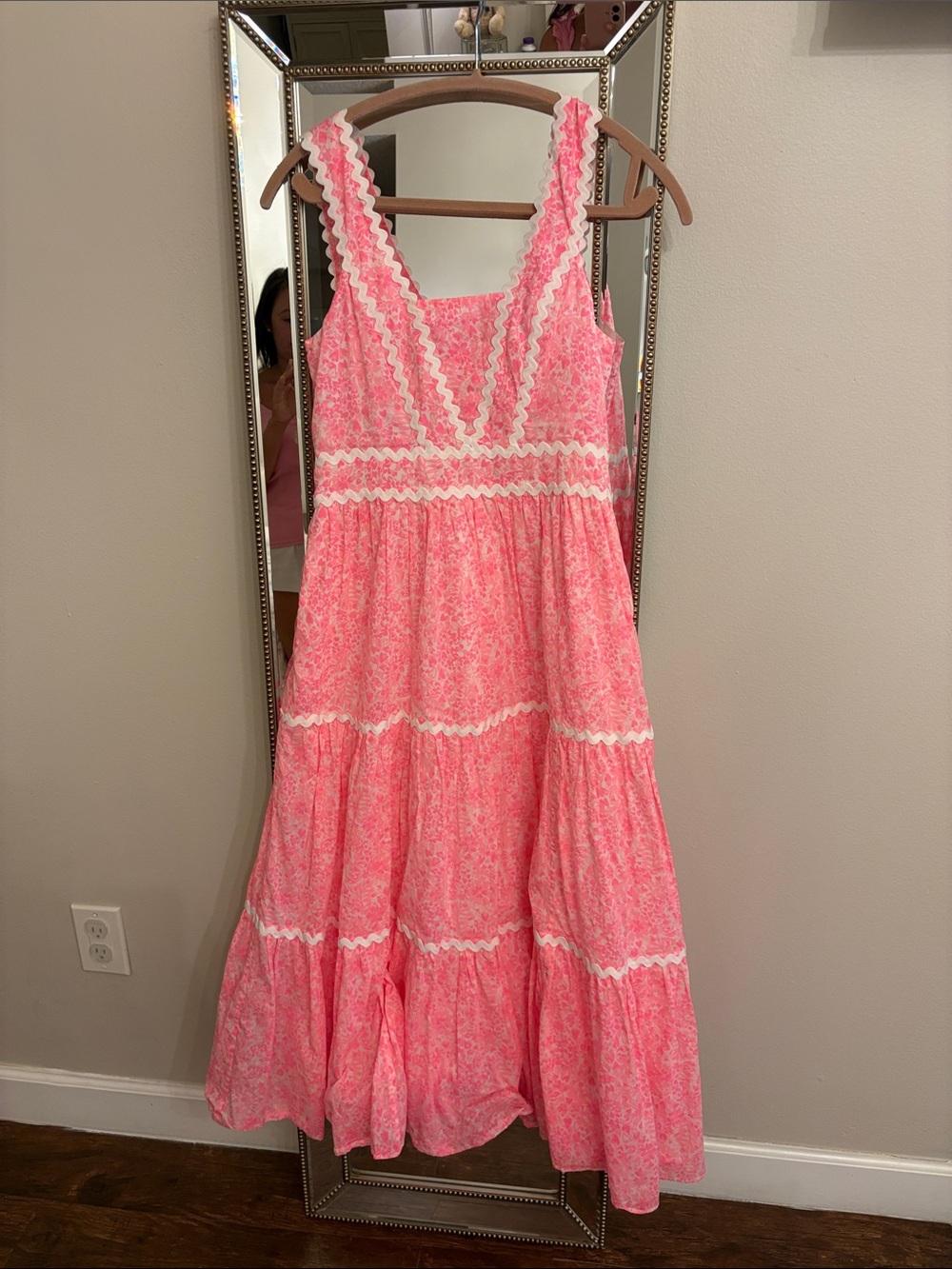 Lilly Pulitzer Pink Tiered Sundress with White Trim